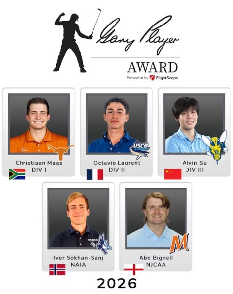 2026 Gary Player International Golfer of the Year Award presented by FlightScope Recipients Announced