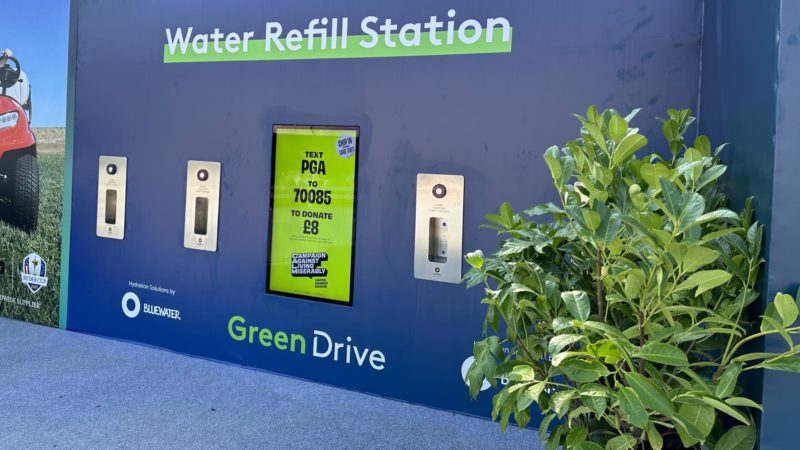 Bluewater’s ‘Wall of Water’ hydration solution helps reduce plastic waste at BMW PGA Championship
